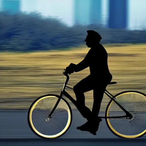 Prompt: a 6 0 0 poinds man riding a bicycle