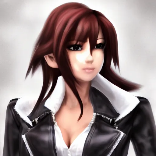 Image similar to high quality head and shoulders tifa lockhart wearing a coat, trending on artstation