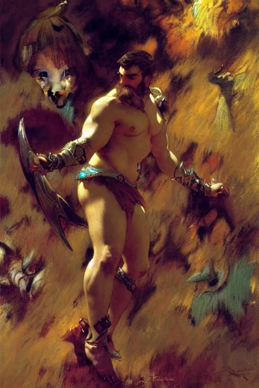 Prompt: male, warrior, arcane : league of legends, painting by gaston bussiere, craig mullins, j. c. leyendecker, edgar degas