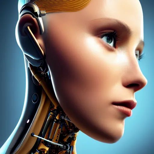 Prompt: Perfectly-Centered Half-body-Portrait of a Robotic Female Android, perfectly centered, facing forward, stranding straight, full body, intricate, elegant, super highly detailed, professional digital painting, artstation, concept art, smooth, sharp focus, no blur, no dof, extreme illustration, Unreal Engine 5, Photorealism, HD quality, 8k resolution, cinema 4d, 3D, beautiful, cinematic, art by artgerm and greg rutkowski and alphonse mucha and loish and WLOP