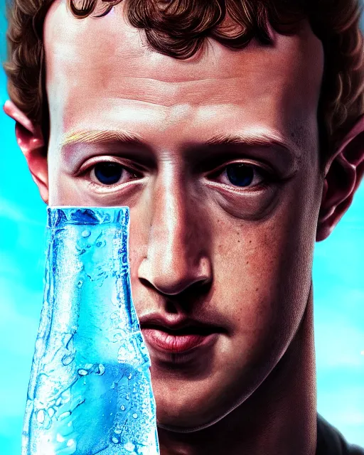 Image similar to mark zuckerberg wearing water as water made of water with the face of mark zuckberg, award winning stunning water photography, extremely detailed, artstation, 8 k, sensual lighting, incredible art, wlop, artgerm