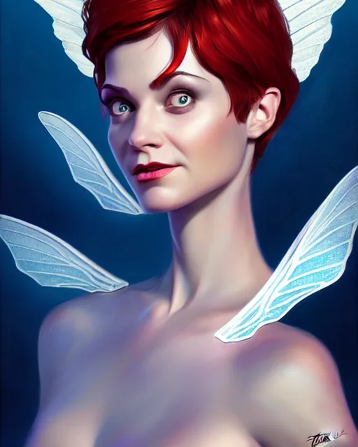 Image similar to 3 / 4 portrait of a beautiful powerful pixie with wings, digital painting, artstation, concept art, smooth, sharp focus, illustration, art by disney, symmetry face, fine details. art by alex ross, brittney lee