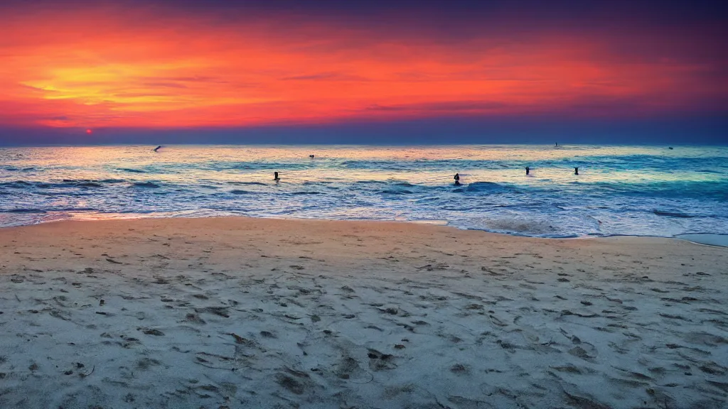 Image similar to A beach with a beautiful sunset