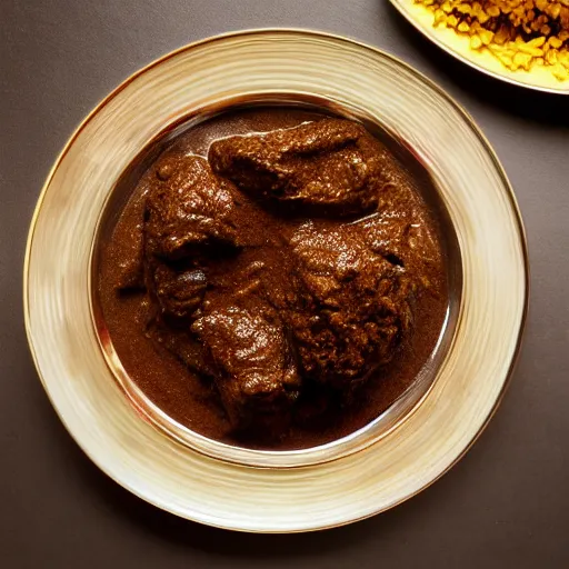 Prompt: rendang, realistic, sharp focus, 8 k high definition, insanely detailed, intricate, elegant, food photography