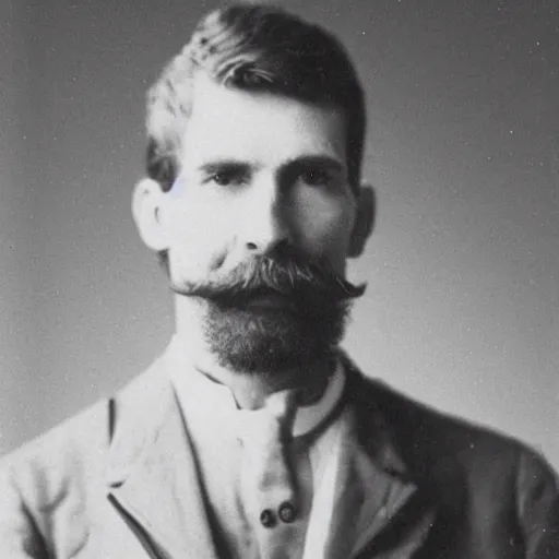 Prompt: A photograph portrait of Jerma985 with a mustache in the late 1800s, taken in the late 1800s, 1870s, grainy, taken on a Field View Camera, realistic, hyperrealistic, very realistic, highly detailed, very detailed, extremely detailed, detailed, digital art, trending on artstation