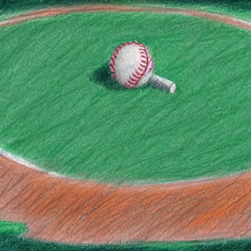 Prompt: deserted baseball before storm kid crayon drawing