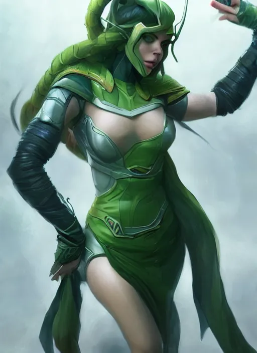 Prompt: billie eilish as female loki by Stanley Artgerm Lau, WLOP, Rossdraws, James Jean, Andrei Riabovitchev, Marc Simonetti, and Sakimichan, trending on artstation