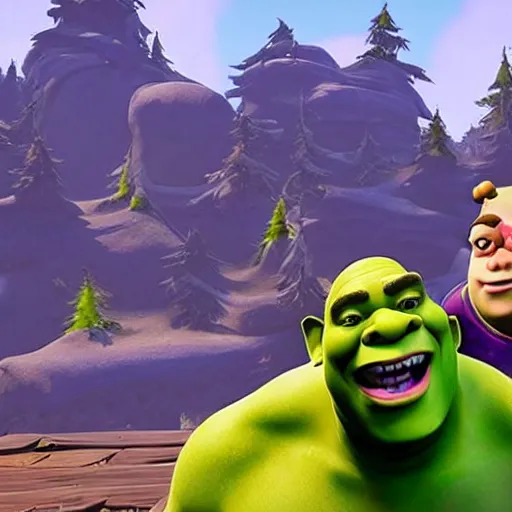 Shrek in fortnite doing a t-pose