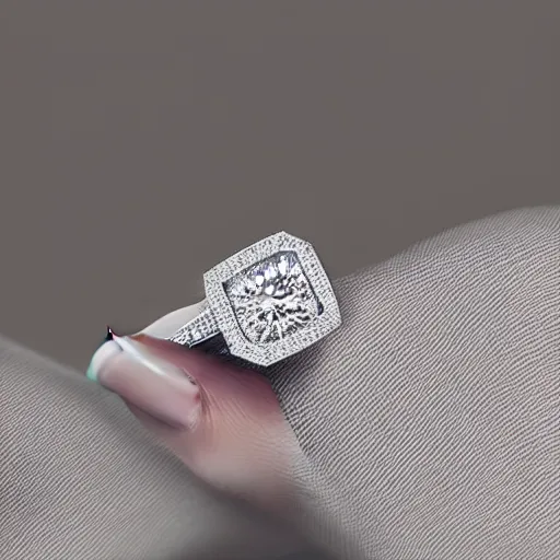 Image similar to hands modelling diamond ring, Zales ad