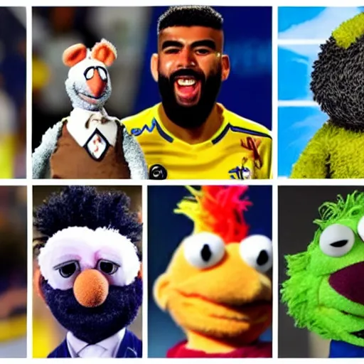 Image similar to a mix between Gabigol and a muppet