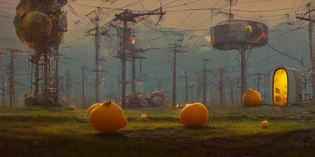 Prompt: a portal to a world of lemons by Simon Stalenhag, trending on artstation, 8k, octane rendered, highly detailed