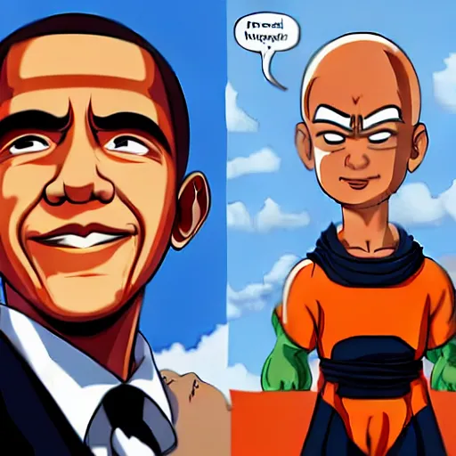 Image similar to Obama as Krillin, 4k