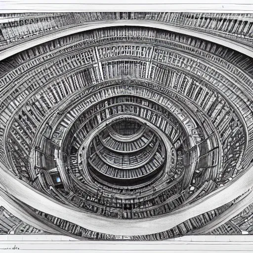 Image similar to hyper detailed architectural drawing of a panopticon