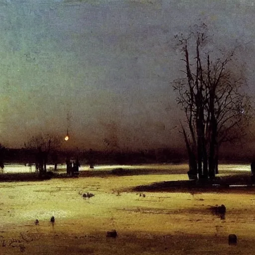 Image similar to painting by aleksey savrasov