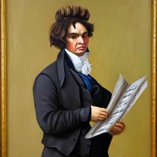 Image similar to a rabbit dressed as beethoven, realistic oil painting,