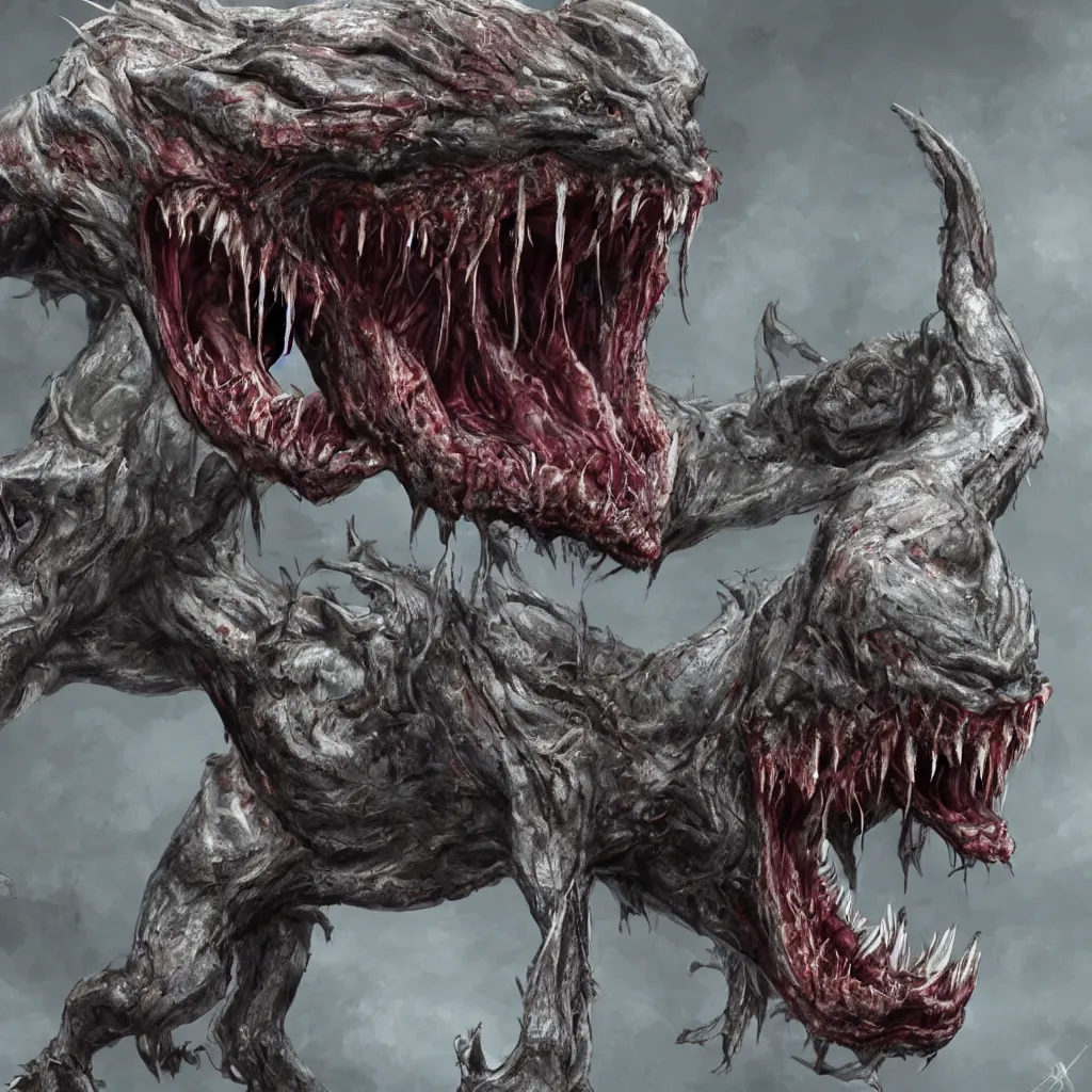 Image similar to horrifying creature, realistic, fangs
