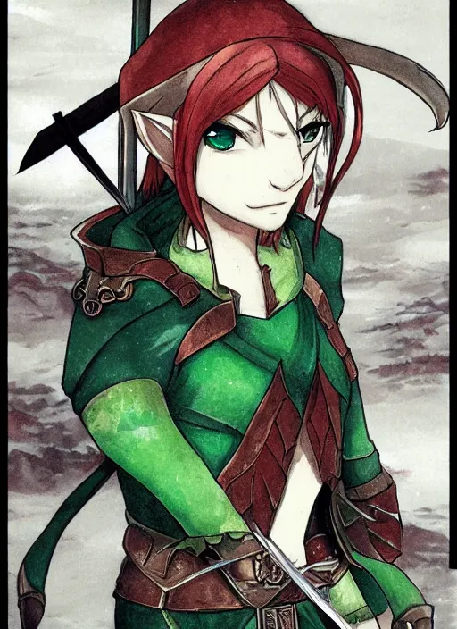 Image similar to a picture of a elf with a sword, a character portrait by Baiōken Eishun, deviantart, altermodern, official art, anime, toonami