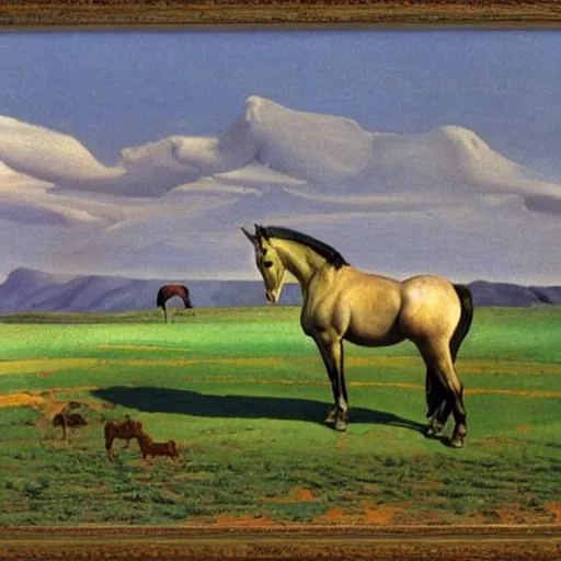 Image similar to Buckskin Horse in a Green Pasture by Salvador Dalí