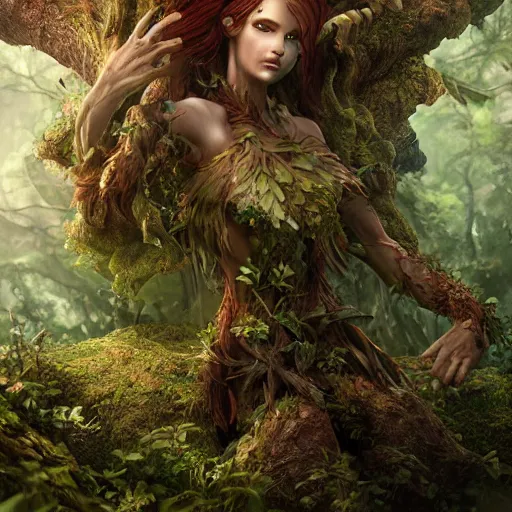 Prompt: elemental guardian of life, forest dryad, woody foliage, 8 k dop dof hdr fantasy character art, by aleski briclot and alexander'hollllow'fedosav and laura zalenga
