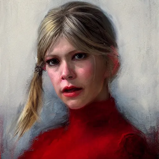 Prompt: Full length portrait painting of Lyse from Final Fantasy XIV, the lady in red, by Richard Schmid and Jeremy Lipking