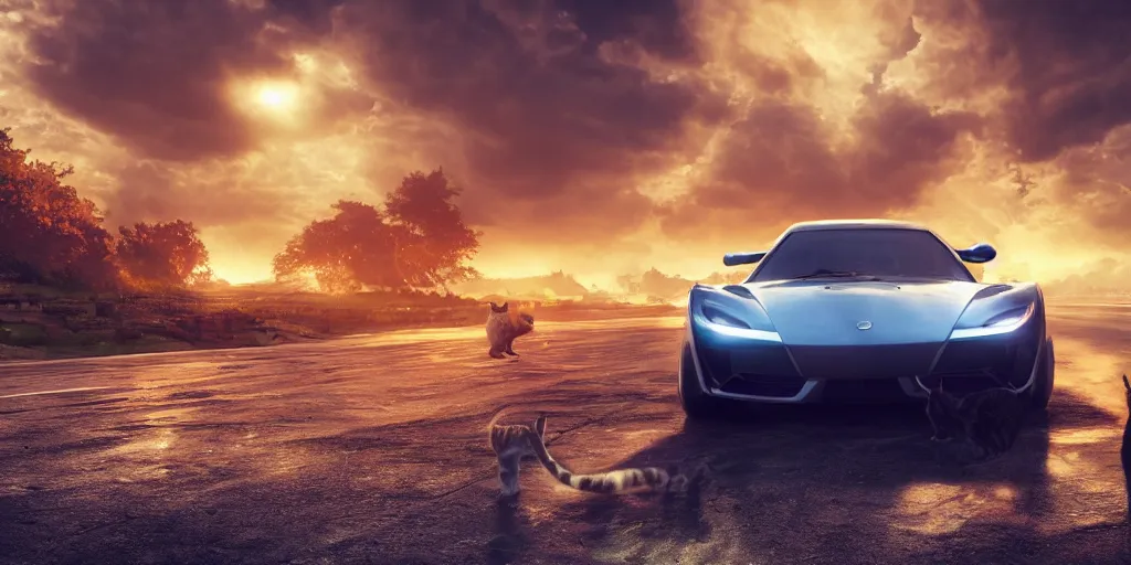 Prompt: cat driving a car, realistic 4 k octane beautifully detailed render, 4 k post - processing, highly detailed, intricate complexity, epic composition, magical atmosphere, cinematic lighting, masterpiece, ultra hd