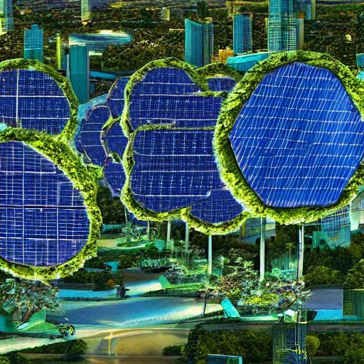 A solarpunk city coexisting with nature, digital art, Stable Diffusion