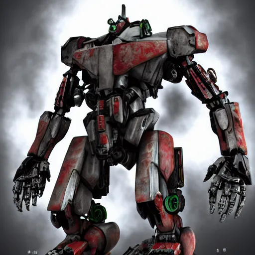 Image similar to zombie mecha, mecha suit, futuristic, octane render