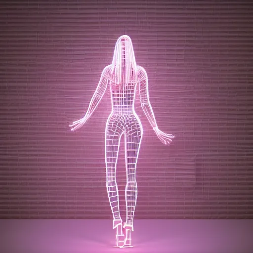 Image similar to 3 d neon art of a women's body, hyper detailed, 3 d render, award winning