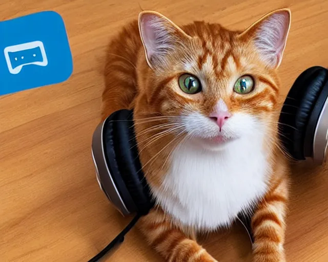 Image similar to ginger cat wearing headphones on skype