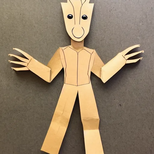 Prompt: cardboard groot