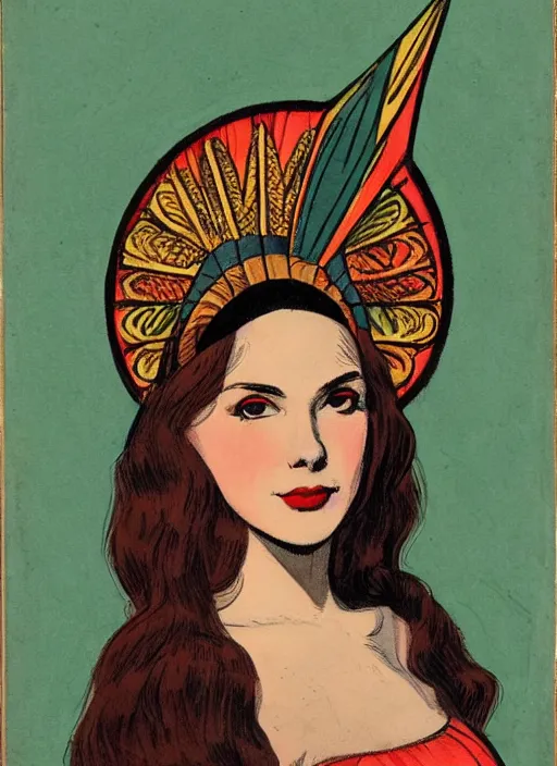 Image similar to portrait of young woman in renaissance dress and renaissance headdress, art by jack kirby