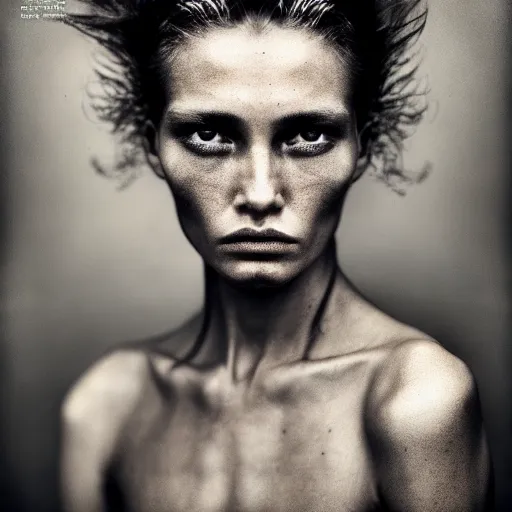 Prompt: a portrait of a model on the cover of vogue magazine, by Lee Jeffries, fashion, sharp focus, Highly Detailed