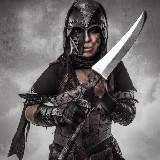 Image similar to photo of a female executioner warrior with a giant axe