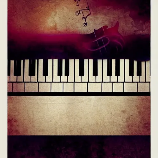 Prompt: piano guitar music notes key, bright colors, warm, in the style of charlie bowater