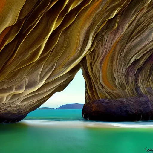 Image similar to new zealand spirits bay, digital art