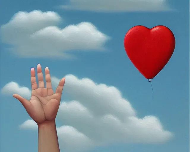 Prompt: a painting of a person waving hello, an ultrafine detailed painting by rafal olbinski, behance contest winner, pop surrealism, detailed painting, very detailed, minimalist, skeuomorphic, airbrush art