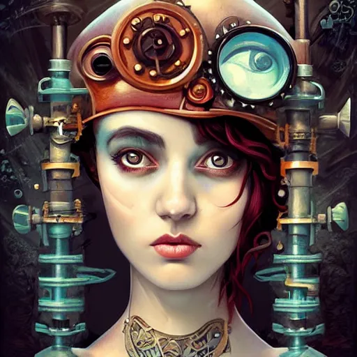 Prompt: lofi underwater victorian steampunk portrait, Pixar style, by Tristan Eaton Stanley Artgerm and Tom Bagshaw.