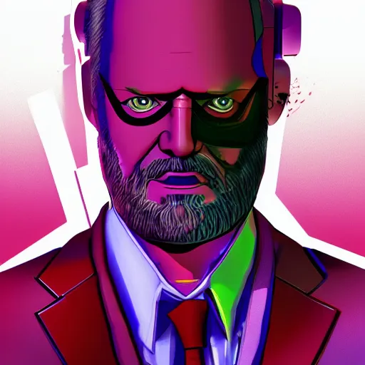 Image similar to cyberpunk kelsey grammer as the leader of a futuristic communist nation, cybernetics, sharp lines, digital, artstation, colored in