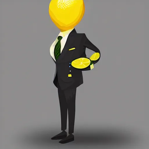 Image similar to A lemon wearing a suit and tie, full body portrait, vintage photo, ultra detailed, creative, dynamic lighting, cinematic, trending on art station