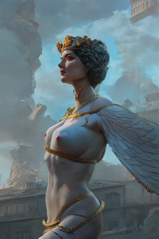 Image similar to goddess of the soviet union, highly detailed, digital painting, artstation, concept art, smooth, sharp focus, illustration, unreal engine 5, 8 k, art by artgerm and greg rutkowski and edgar maxence