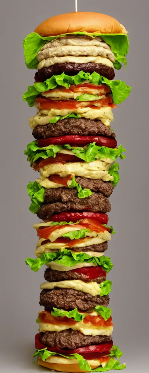 Image similar to the tallest hamburger of many layers