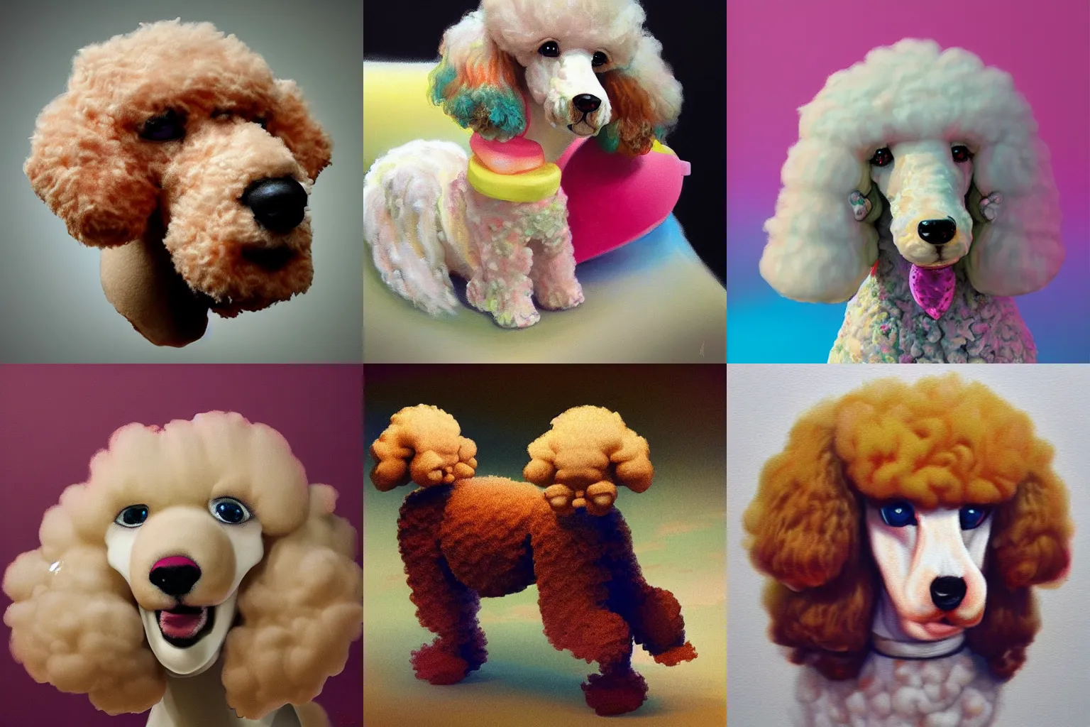 Prompt: poodle made of ice cream, realistic, romanticism, colorful, soft shadows, bright, trending on artstation,