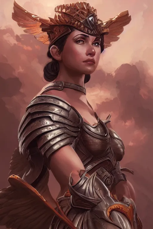 Image similar to amazon valkyrie athena, d & d, fantasy, portrait, highly detailed, headshot, digital painting, trending on artstation, concept art, sharp focus, illustration, art by artgerm and greg rutkowski and magali villeneuve