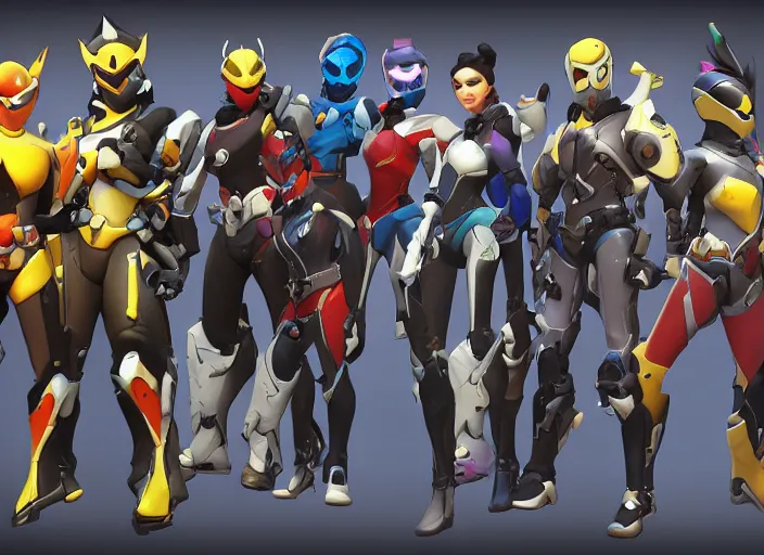 Image similar to Overwatch Character Concept Art, 2D, Single Character, Single Subject, Kamen Rider, Destiny 2, Power Rangers, Viutiful Joe, Scarf, Cape