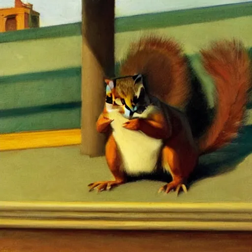 Prompt: Squirrel by Edward Hopper