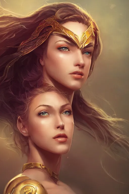 Image similar to three-quarters portrait pose of a beautiful woman, strong body,super heroine costume, human super powers, fantasy, intricate, elegant, highly detailed, digital painting, artstation, concept art,shining, sharp focus,D&D, illustration, art by Stanley Lau