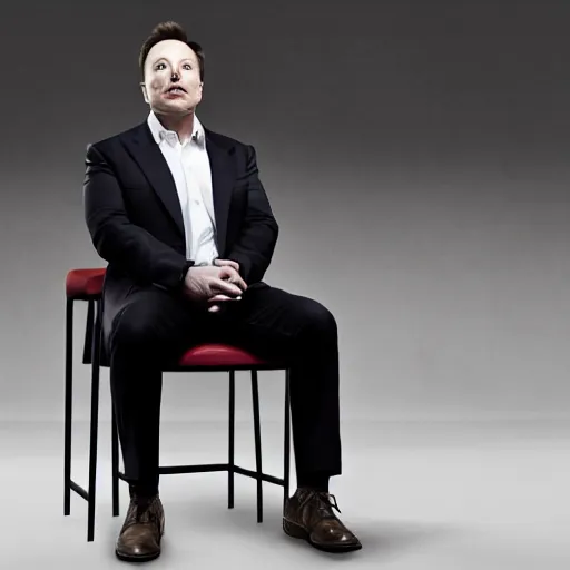 Prompt: Elon musk sat on a mechanical chair as a king in a robot world -n 9