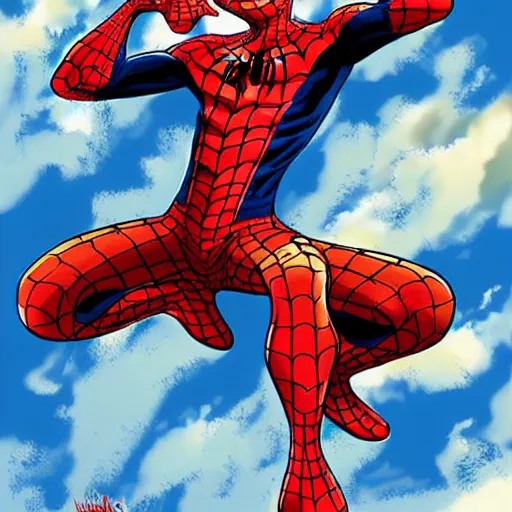 Image similar to spiderman in the style of one piece