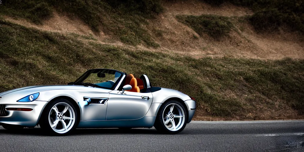 Prompt: photograph, BMW Z8, cinematic, PCH, california coast, 8k, depth of field, bokeh.