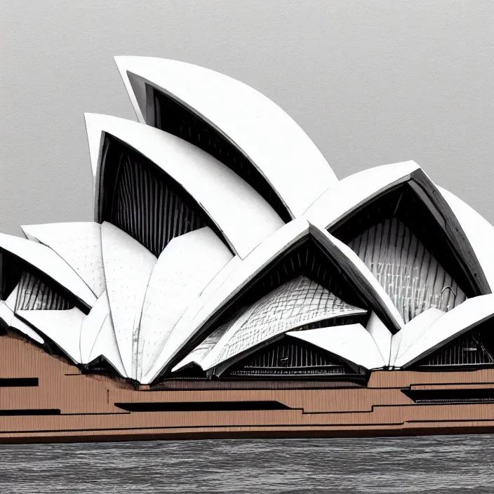 Image similar to futuristic sydney opera house, highly detailed, hyper realistic, art by todd mcfarlane